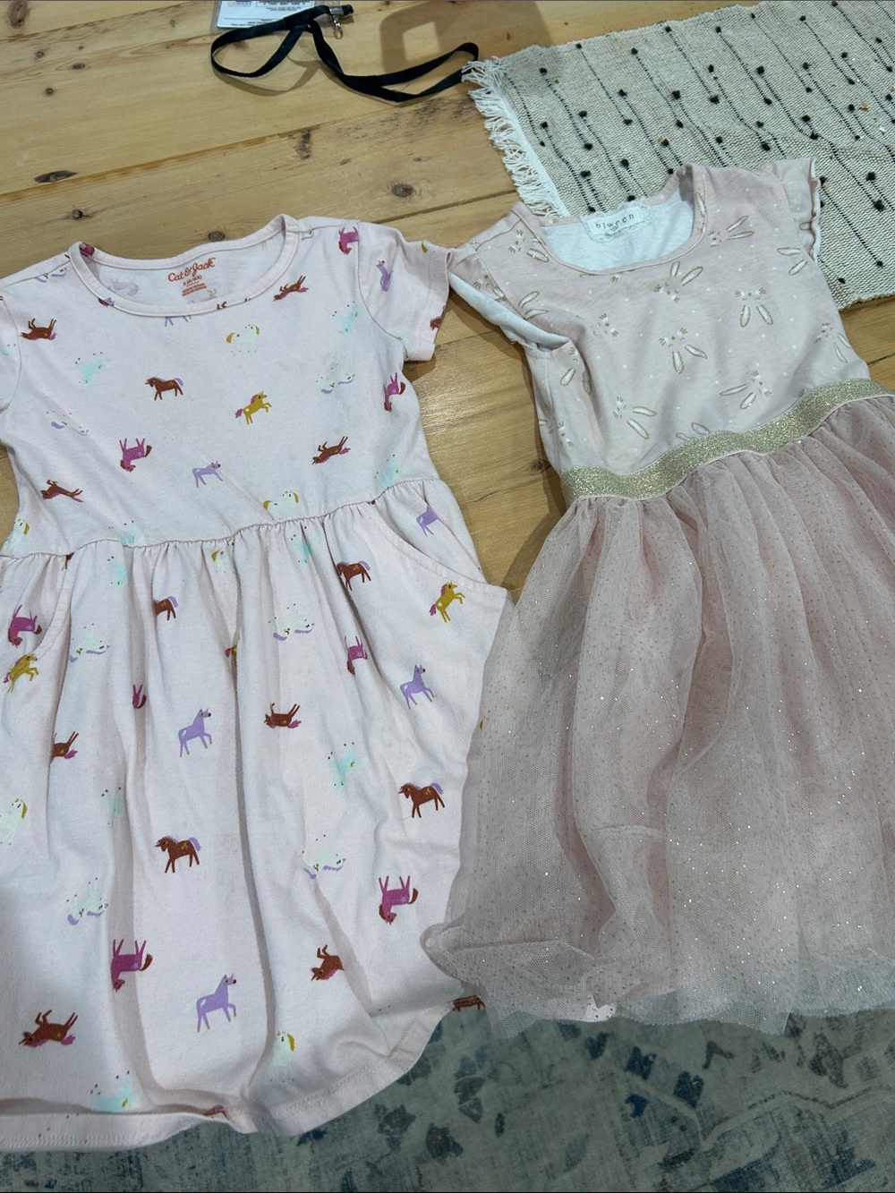 Cat & Jack Light Pink Unicorn Print Dress & Glitter Tulle Party Dress